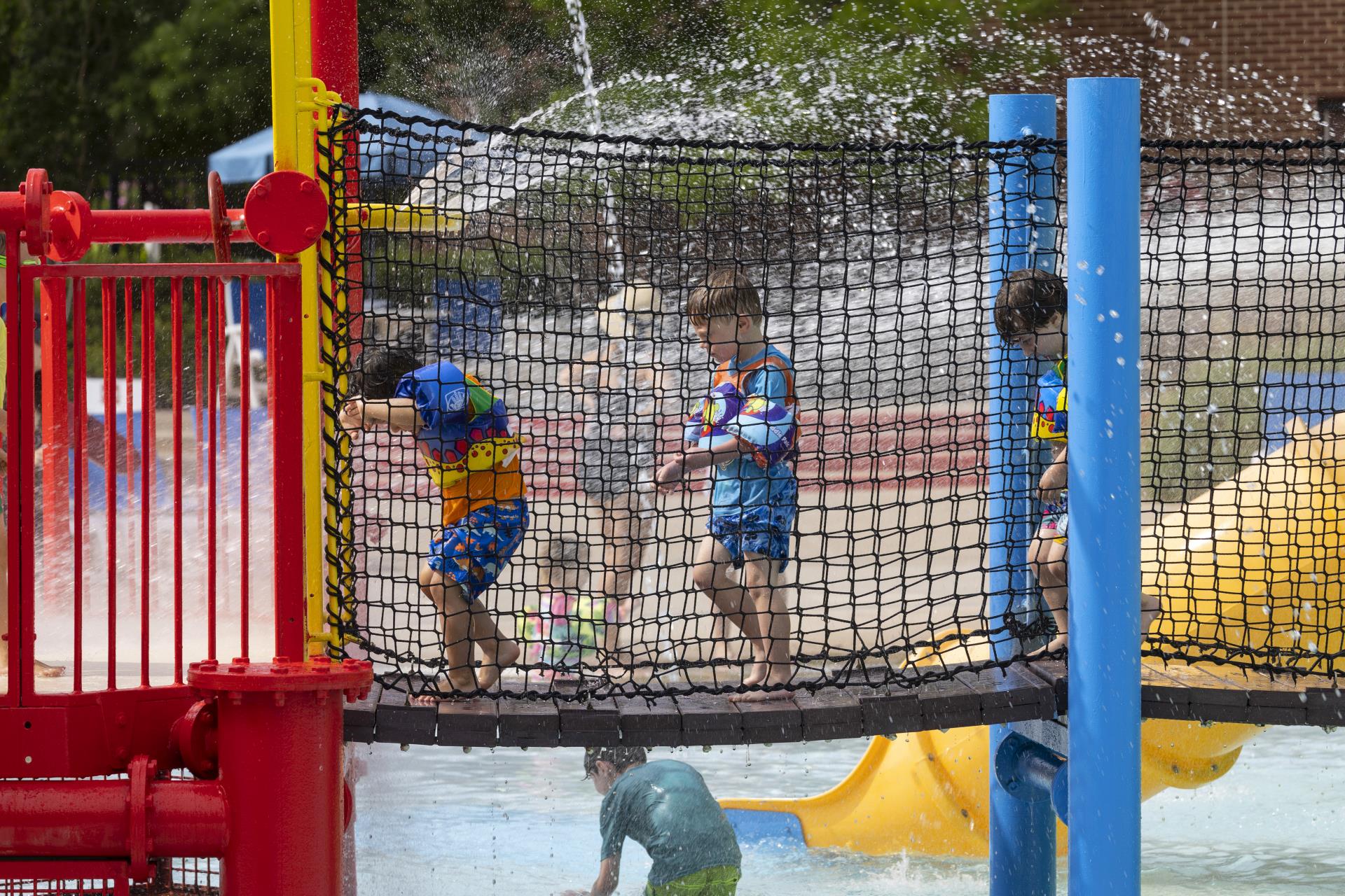 kids on pool playground